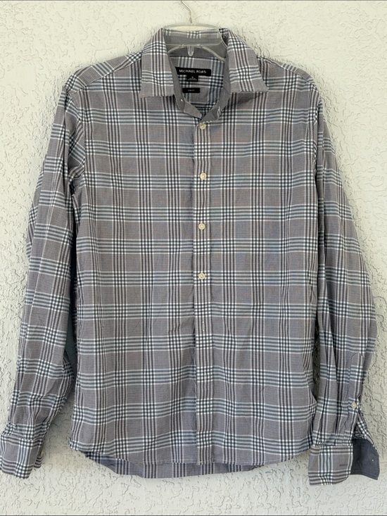 Michael Kors Other - Michael Kors Men's Gray Plaid Dress button down Shirt slim fit size M